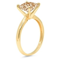 CT Brilliant Princess Cut Clear симулиран диамант 18k жълто злато пасианс пръстен SZ 3.5