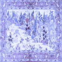 Ahgly Company Machine Pashable Indoor Rectangle Animal Blue Traditional Area Rugs, 7 '9'