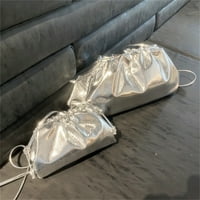 Дамски кръстосан Съединител чанта облак форма кнедли чанта Вечерна чанта за парти Ден на майката подарък, 22х5х, Сребро