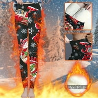 Дамски панталони ежедневни еластични Висока талия Коледа печат изрязани Йога чорапогащи гамаши за жени