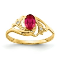 14k жълто злато 6x овален рубин aaa истински диамантен пръстен
