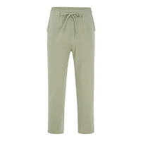 Мъжки мода случайни Плътен цвят опитайте Дишаща памук и бельо джоб ластик голям размер панталони панталони