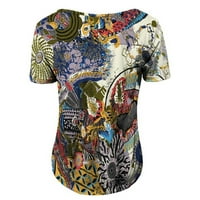 Апепал Дамски пролетно-летни ежедневни туника с къс ръкав блузи блузи блузи