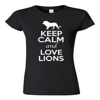 Младши запазете спокойствие и любов лъв Кинг Големия котешки любител на животни тениски тениска