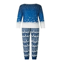 TREGREN Коледна пижама за семейство Снежинка Дърво печат с дълъг ръкав Топс на шията + панталони комплект спални дрехи
