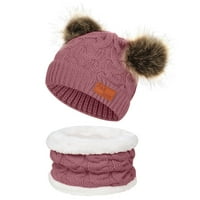 Hhei_k момичета момчета плета капачка за топла козина бебешка зимна плетена шапка Детски шапки шапки шал