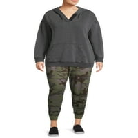 Тера & небе жените Плюс размер Качулат пуловер суитчър