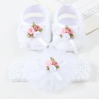 DMQUPV Kids Slip On Flippers for Girls Baby Princess Shoes With Dress Shoes Toddler Shoes Коледа Коледно дете с чехли Обувки Уайт 4.5