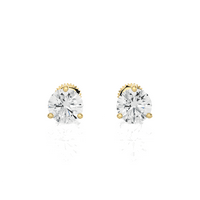 Каратски диамантени кръгли шпилки Обеци за жени в 14K жълто злато 3-Prong Martini Setty и завийте от Privosa Fine Jewelry
