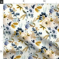 Памучна сатена покривка, 70 квадрат - флорални цветя Синя горчица Роза Есен есен акварел Бохо Шаби шик цъфтеж печат Персонализиран спално бельо от маси с лъжица