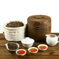 Alexsi Mini Wooden Barrel Canister Съхранение Бо за чаено листо брашно кафе боб