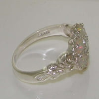 10k бяло злато Cubiczirconia & Opal дамски пръстен за годишнина - размер 4.25