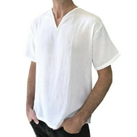 Мъжки подгъв Мъжки провиснал памук бельо Соид цвят къс ръкав ретро Тениски Блуза