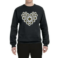 Wild Bobby, Daises Heart Hippie Florist, поп култура, Unise Crewneck Graphic Sweatshirt, Black, XX-Clarge