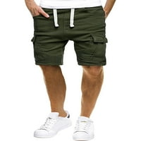 Санвиглор Мъжки долнища средна талия летни къси панталони ластик мини панталони обикновени шорти Фитнес Армия зелено 3ХЛ