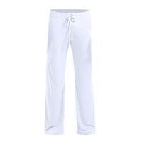 Pgeraug панталони за жени в домашни панталони ледени копринени тъкани домашни панталони прави панталони йога панталони бяло m