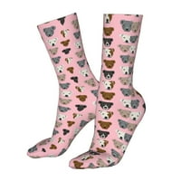 Pitbull кучета розови чорапи за жени мъже новост цветни чорапи на екипажа небрежни смешни рокли чорапи подаръци за нея него