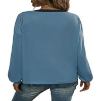 Тениска на Colisha Open Front Daily Wear за жени ежедневни пачуърки пуловер Кардиган цветен блок туника блуза тъмносин 2xl 2xl