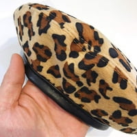 Жени леопардови печат барета френски стил барета вълна топла шапка топла френска шапка