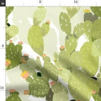 Памучна сатена покривка, 70 120 - Градина на кактус югозападен флорален калифорнийски кактуси пустинен печат зеленина ботаническа летна печат по поръчка на масата с лъжица
