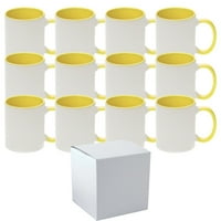 Mugsie 11oz жълт вътрешен и дръжка сублимационни чаши с отделни бели кутии