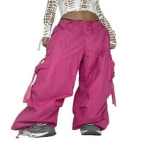 Широки панталони за крака розови разхлабени теглене с ниска талия суитчъри дамски хипи джогинг панталони улични дрехи