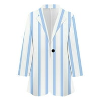 Strungten Fomen's Jacket Long Loweve Cardigan Collar Stripe Single Button Business & Leisure Top