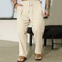 B91XZ мъжки панталони ежедневни мъжки мода и свободно време модна ежедневна проста личност солидна цветна дантела нагоре джобни панталони ежедневни каки, ​​размер