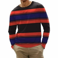 Мъжки райета тънка форма на тениски с дълъг ръкав тениски блуза риза пуловер мускулни върхове