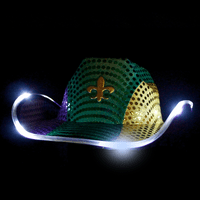 Забавна централна Mardi Gras LED каубойска шапка, Led Light Up Cowboy Hats, Mardi Gras Cowboy Party Hats