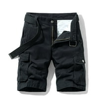 Плюс размер товарни панталони за мъже модни мъжки джобни копчета с цип солидни развлекателни времена инструментариум къси панталони с тънки панталони за разтягане на разчистване на хлабина