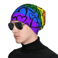 Rainbow Heart Gay Pride Slouchy Beanie for Women Men Stretch Sleep Hat Function Подарък есен за ежедневни шапки