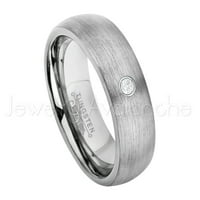 Матиран купол волфрамов пръстен-0.07 КТ диамантен пръстен-персонализиран волфрамов сватбен пръстен-персонализиран Априлски пръстен за рожден камък ТН060Б