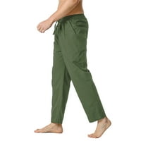 Панталони за мъже за мъже, мъжки памук-линеен разхлабени ежедневни леки еластични панталони за домашни панталони в домашни панталони
