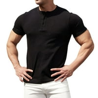 Adviicd тениски за мъже Лято ежедневно O Врат солиден бутон с къс ръкав тениска горна блуза мъжки риза с дълъг ръкав
