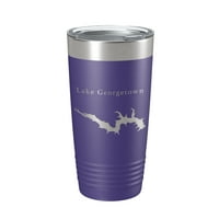 Lake Georgetown Map Tumbler Travel Mug Изолиран лазерен гравиран кафе чаша Тексас Оз Teal