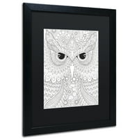 Търговска марка изобразително изкуство 'нощни сови 3' Черно изкуство в рамка от Здравей Ангел