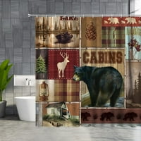 Рустик кабина душ завеса мечка лос Елен планински горски лагер кленов лист плевня Есен завеси за баня с куки