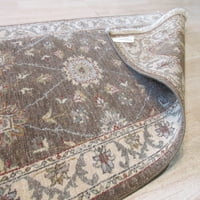 Кафява ръка, заплетена с вълна Традиционен килим за Агра, направен в Индия