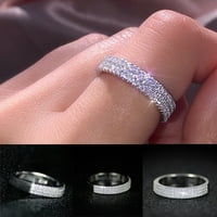 Луксозен лъскав парти пръстен женски бижута Подарък многослоен Rhinestone Inlaid Finger Ring Jewelry Gift Pinshui