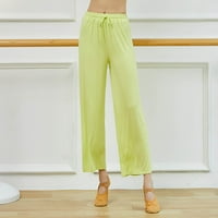 Дамски модни панталони широк крак Висока талия прави Драпе еластични упражнения панталони танц панталони йога панталони потници жени