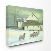 The Fupell Home Decor Sheep пред фермерската къща Зелена тонизирана картина на платното стена изкуство