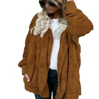 Вогуеле дамско палто жилетка Връхни дрехи с качулка Зимно топло палта ежедневни кафяви хл