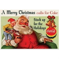 Търговска марка изобразително изкуство Кокс Дядо Коледа с елфи платно изкуство