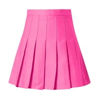xiuh пола за жени плътни цветни плисирани ръба a-line mini поли горещо розово s