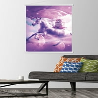 Джеймс Букър - котешка котешка котка по плакат за стена на Space Galaxy Unicorn с магнитна рамка, 22.375 34
