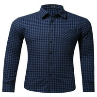 Niuer мъже Небрежни ризи с дълъг ръкав мъжки единични блуза блуза Пътуване с джобни тънък год-топ стил-g xl