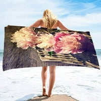 Микрофибър розови цветя плажна кърпа одеяло пясъчно бързо сухо плуване флорални цветя басейн басейн за басейн за пътуване към къмпинг йога