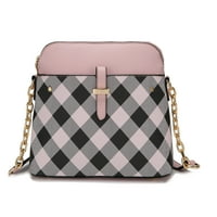 Колекция Suki Checkered Vegan Leather Women's Crossbody Handbag от Mia K. - Pink