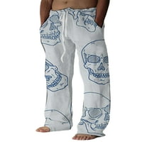 Хайт Мъжки ленени дълги панталони ежедневни флорални щампи Палацо панталон 3д отпечатани летни хлабави панталони с джобове